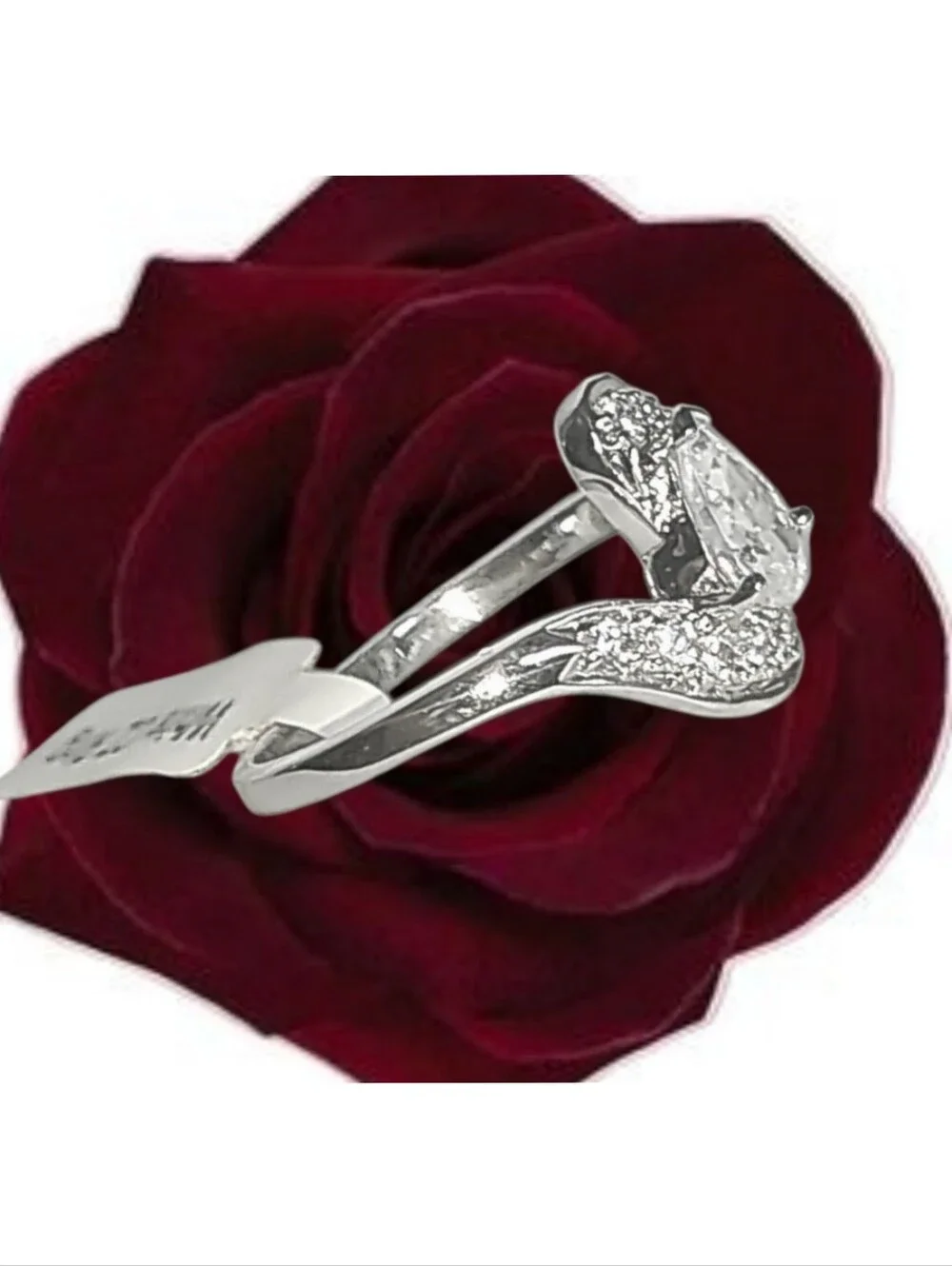 White Gold Plated w/ CZ Center Stone. Size 12 NWT